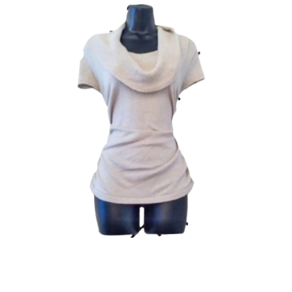 APT. 9 Metallic Cowl Neck Short Sleeve Ruched Sweater - Picture 2 of 14